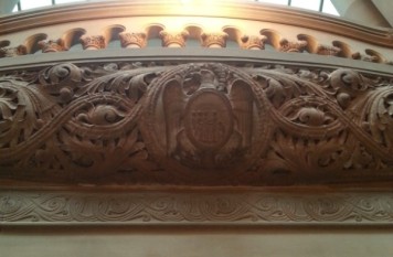 Another close-up of a carving. Tehre were over 500 stone cutters and carvers employed in the 14 years that the staircase was constructed.